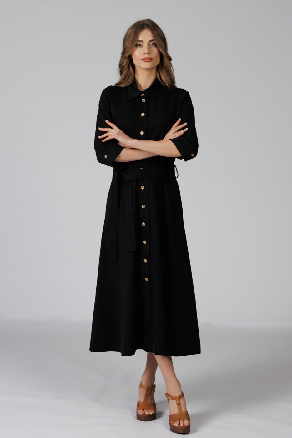 Bio-Baumwolle Kleid mit Kokosnussknöpfen "Mystery"
